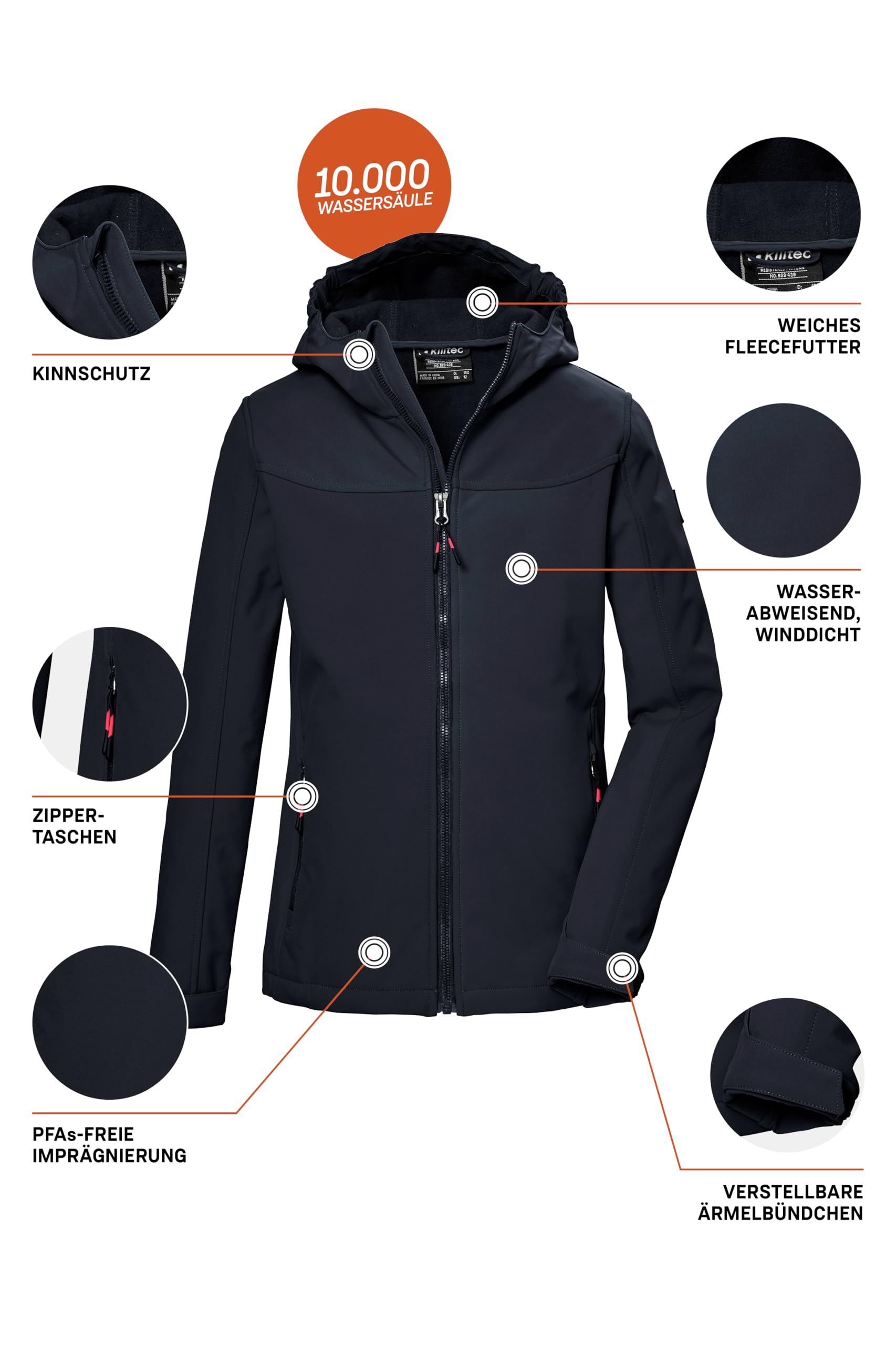 Killtec Mädchen Softshelljacke Outdoorjacke mit Kapuze 145