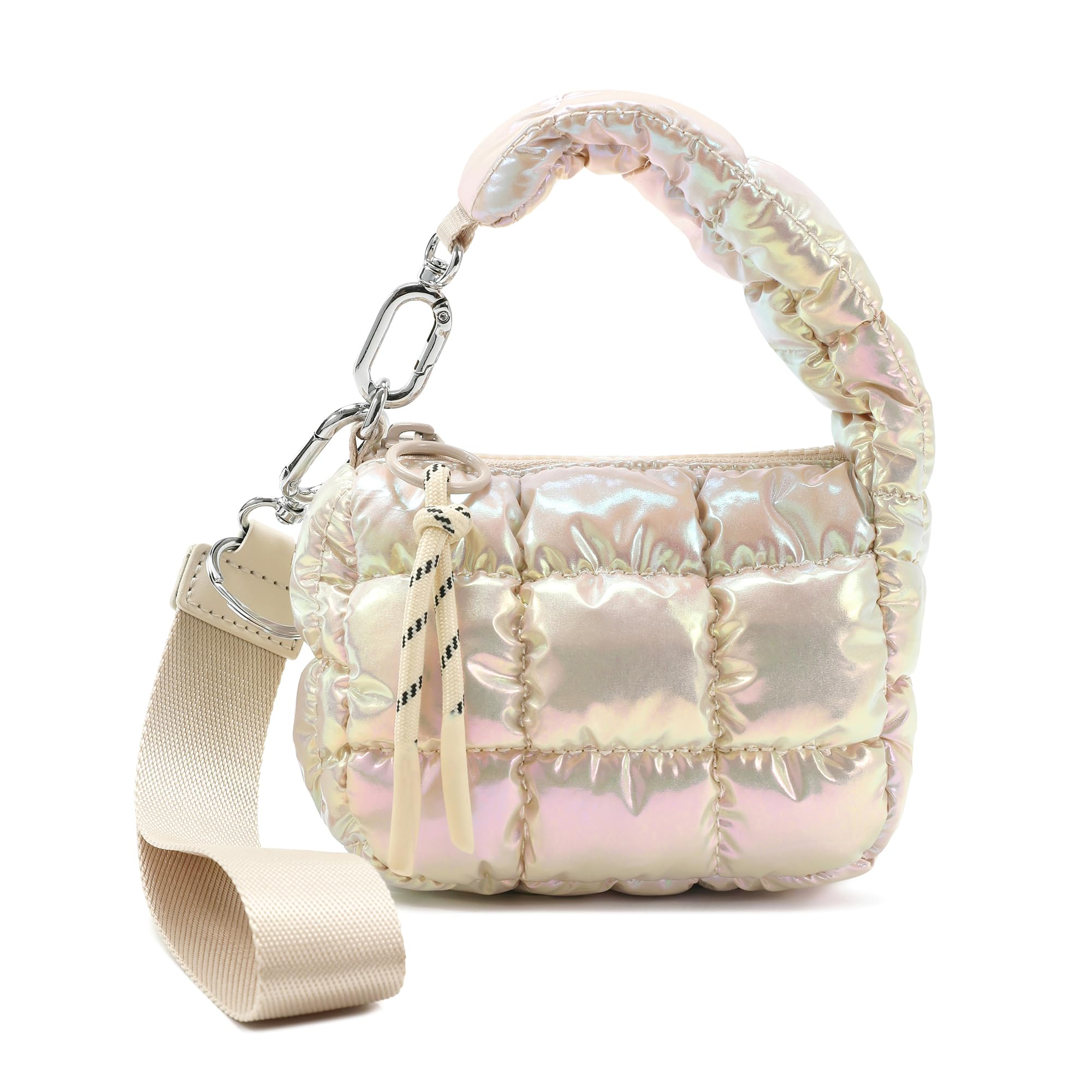 Mini Quilted Wristlet Bag for Women, Puffer Handbags,Evening Bags,Charm Lipstick Bag,Cute bag Charm for Gift