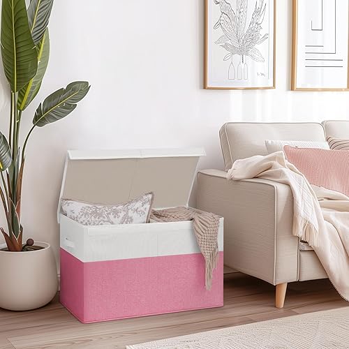 Miniatura 9 de INDRESSME Caja de almacenamiento grande de juguetes de 25 x 13 x 16 pulgadas con tapa, organizador de almacenamiento plegable para juguetes de bebé