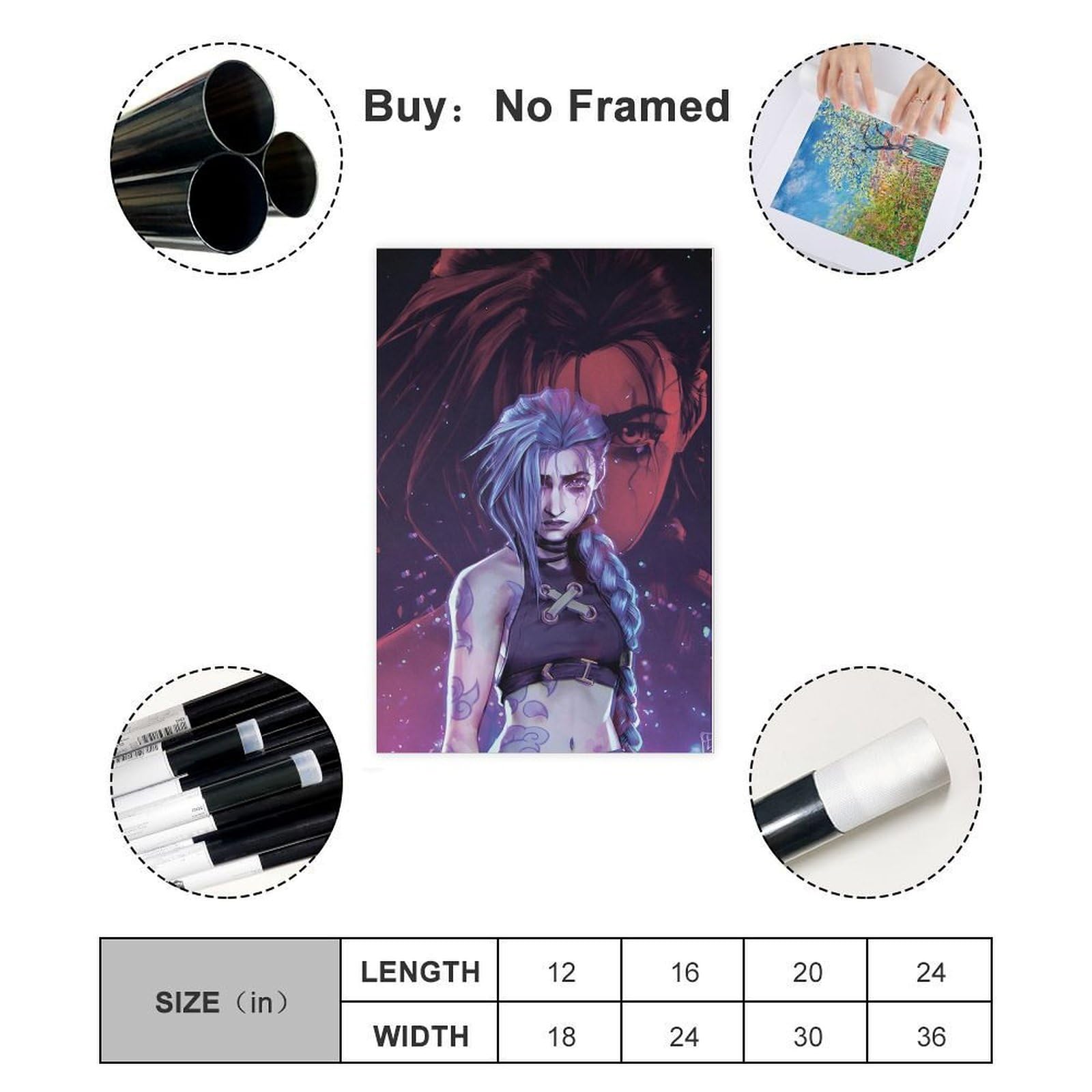 Arcane Jinx League of Legends jeu affiche toile peinture Anime affiches chambre décoration murale peinture murale décoration de la maison peinture acheter à prix bas - livraison gratuite, avis réels avec des