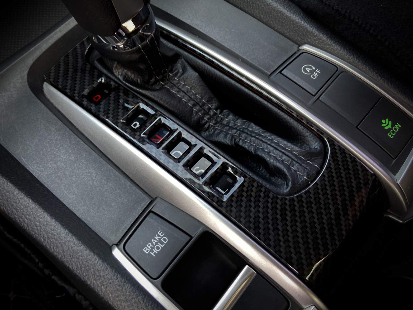 Cubierta De Panel De Caja De Cambios Para Honda Civic 2016-2017 - 3 Piezas, ABS Con Fibra De Carbono