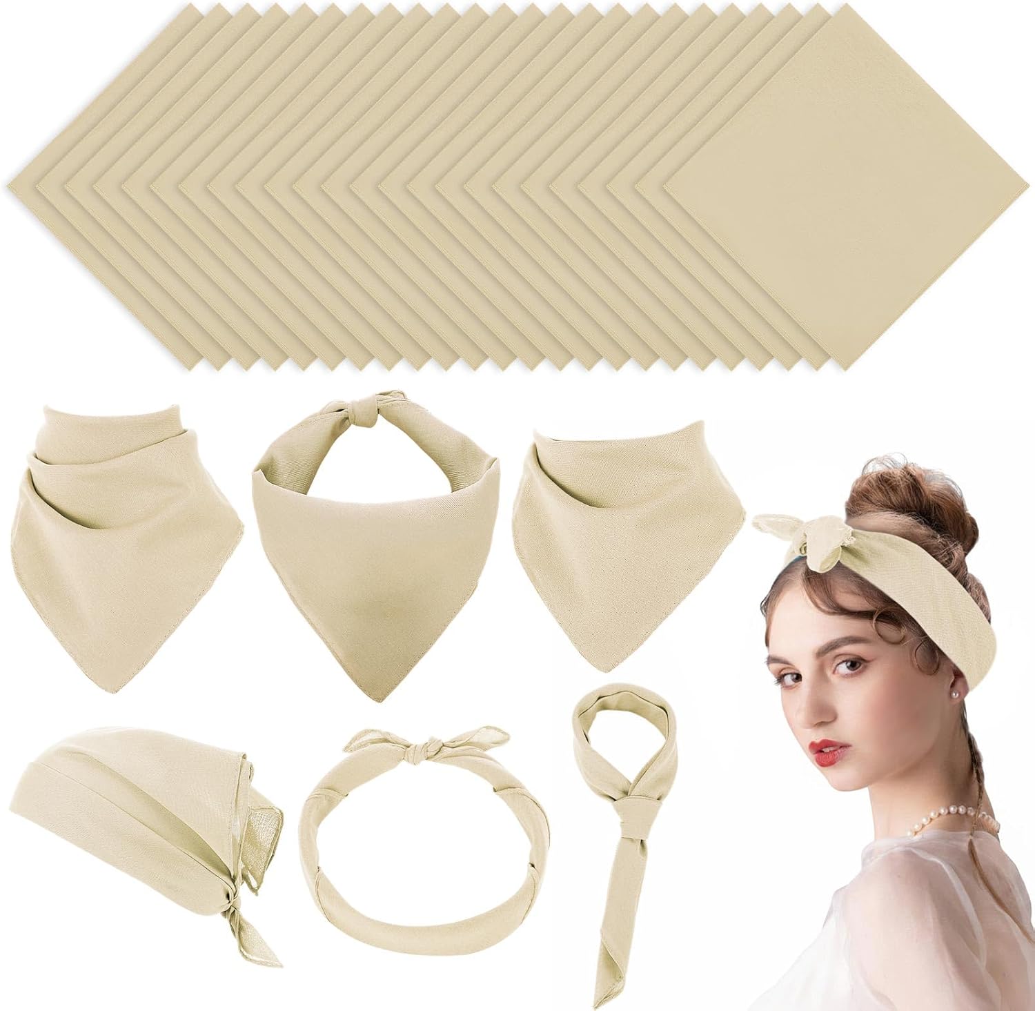 Suhine 100% Cotton Solid Bandanas Blank Bandanas Multifunctional Headband Scarf Women Men Tie Dye Supplies