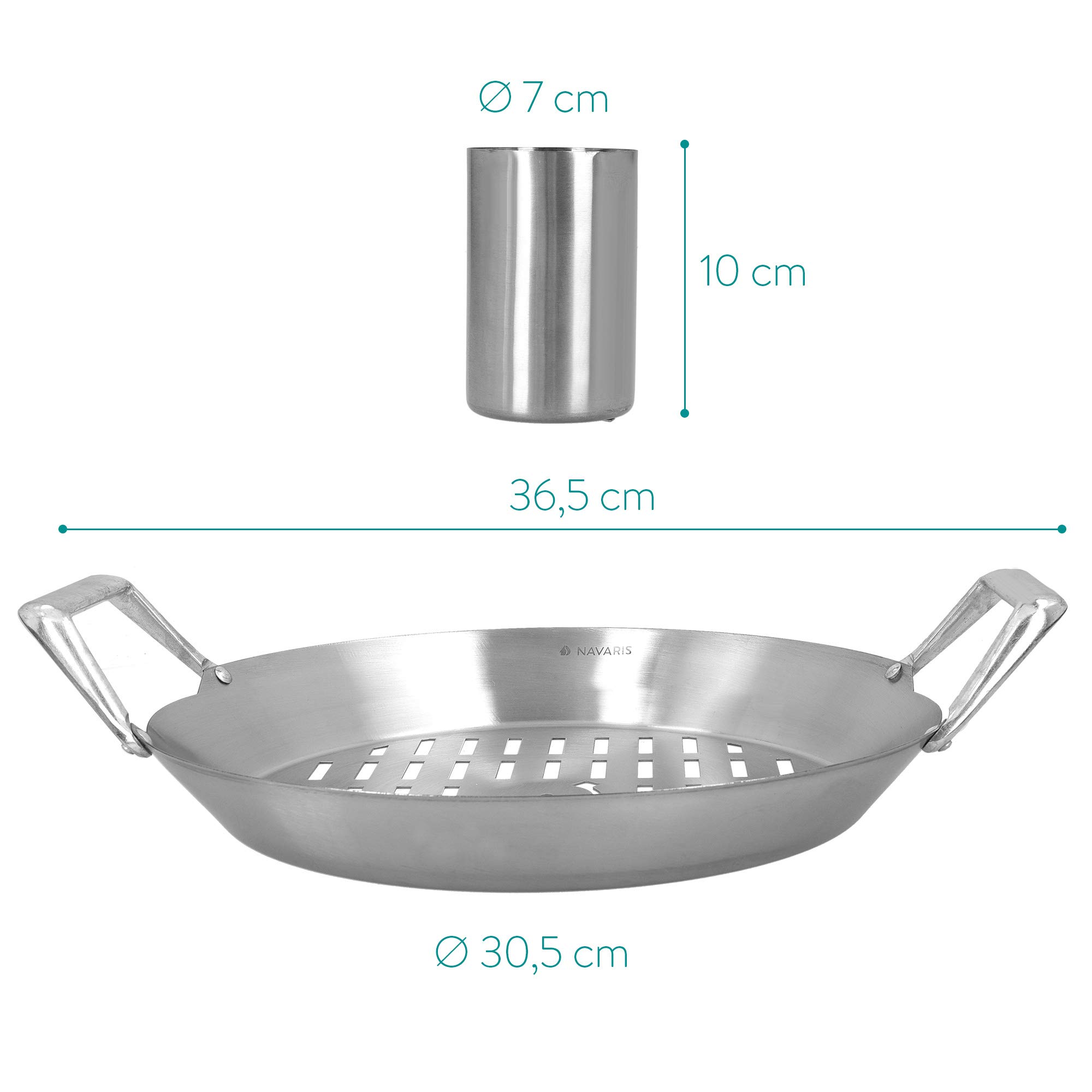 Navaris rostiera Grill Barbecue per Pollo - Supporto Cottura arrosto BBQ pollame Ø 30,5cm - cuocipollo in Acciaio Inox con Contenitore aromi