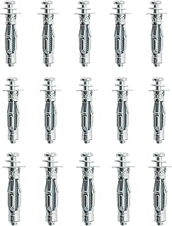 15 Pcs M4 Molly Bolt Screws for Hollow Wall Drywall Mounting | 1.26 inch sleeve length; fits 0.12-0.47 inch panel thickness; stainless steel construction; for drywall, plaster installation