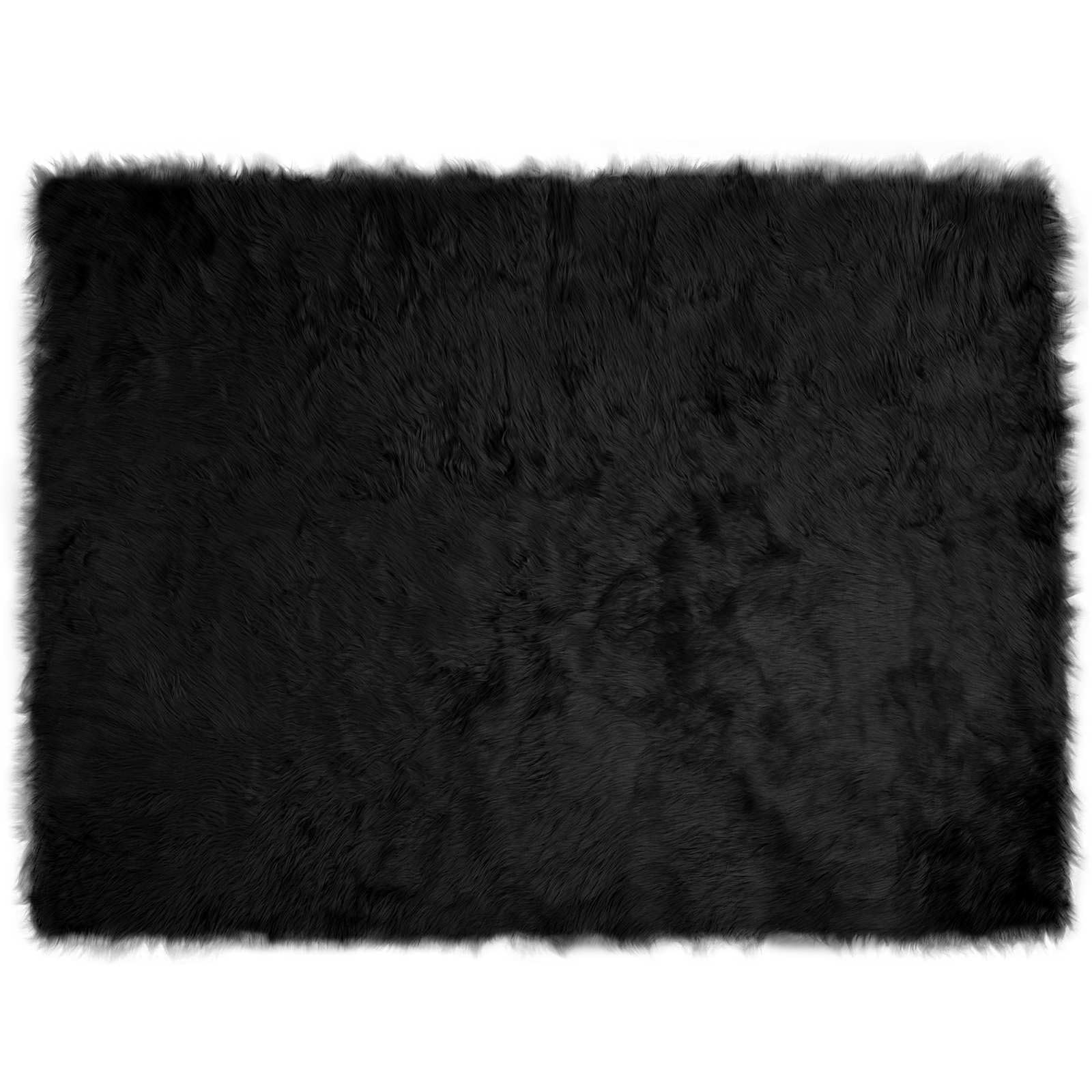 Dywan ze sztucznej owczej skóry, 160 x 230 cm, czarny, z wysokim runem, miękki, przytulny, puszysty, do sypialni, ze sztucznego futra