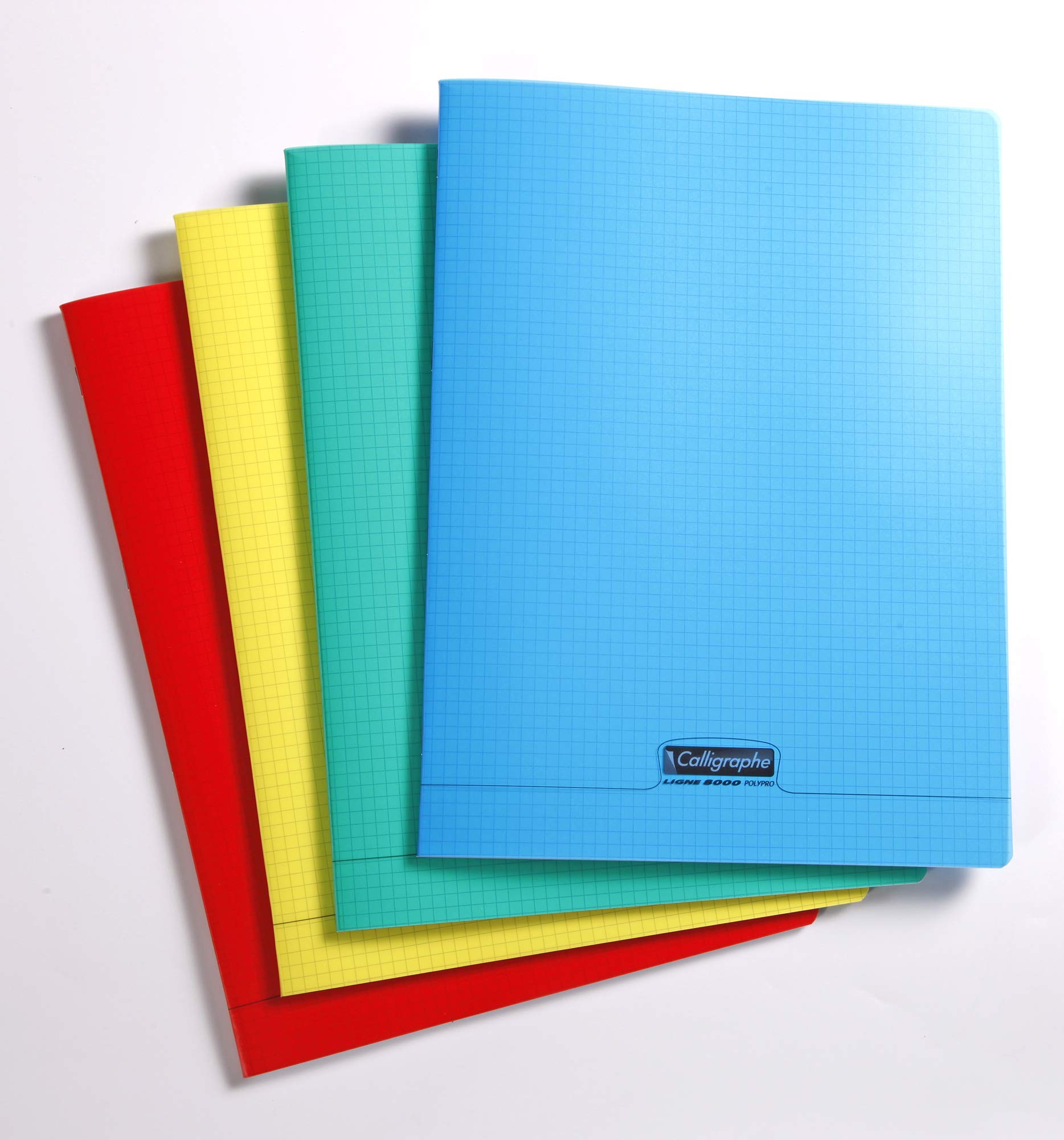 Calligraphe 18080C Set of 10 Stapled Notebooks (Clairefontaine) - A4 21x29.7cm - 48 Small Squares Pages - White Paper 90 g - Transparent Cover - Random Colours