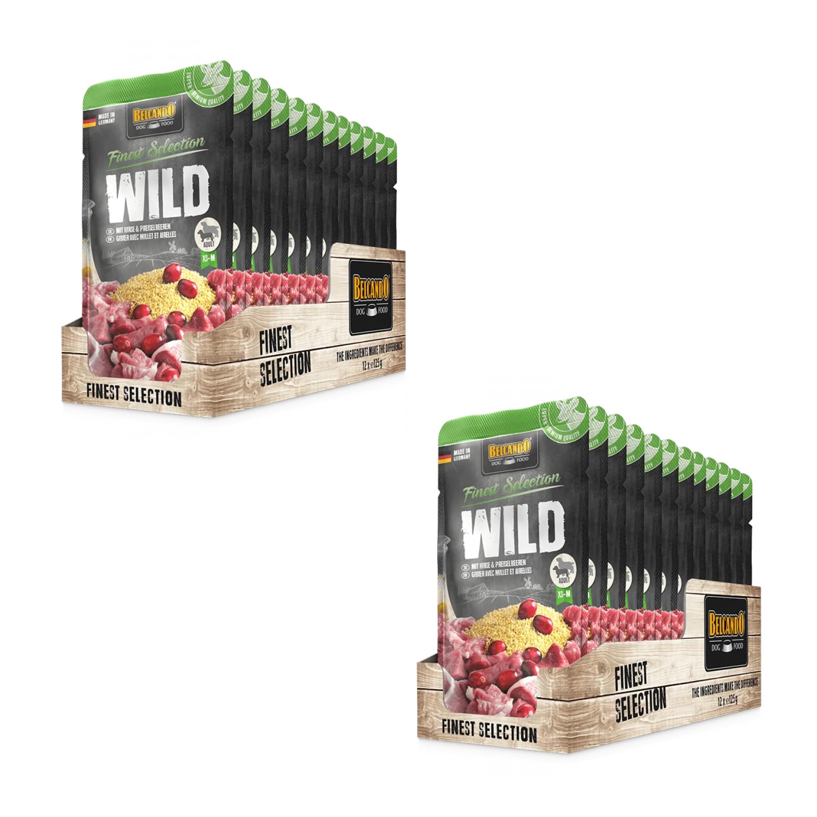 Belcando Finest Selection Adult Venado con mijo y arándanos Rojos | Paquete Doble | 2 x 12 x 125 g | Prácticas porciones Individuales