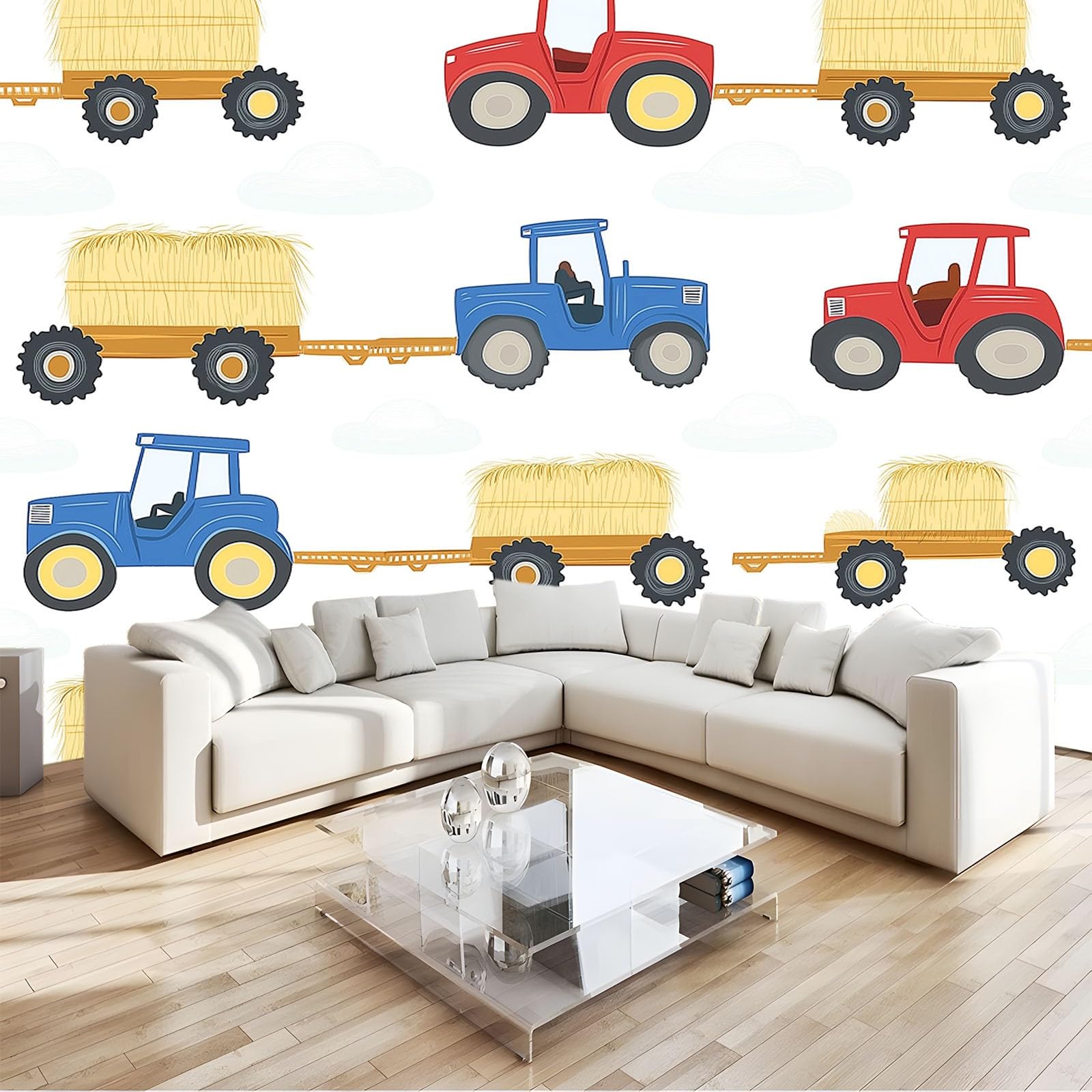 Papier peint tracteur 3D intissé pour masquer les défauts du mur de chambre