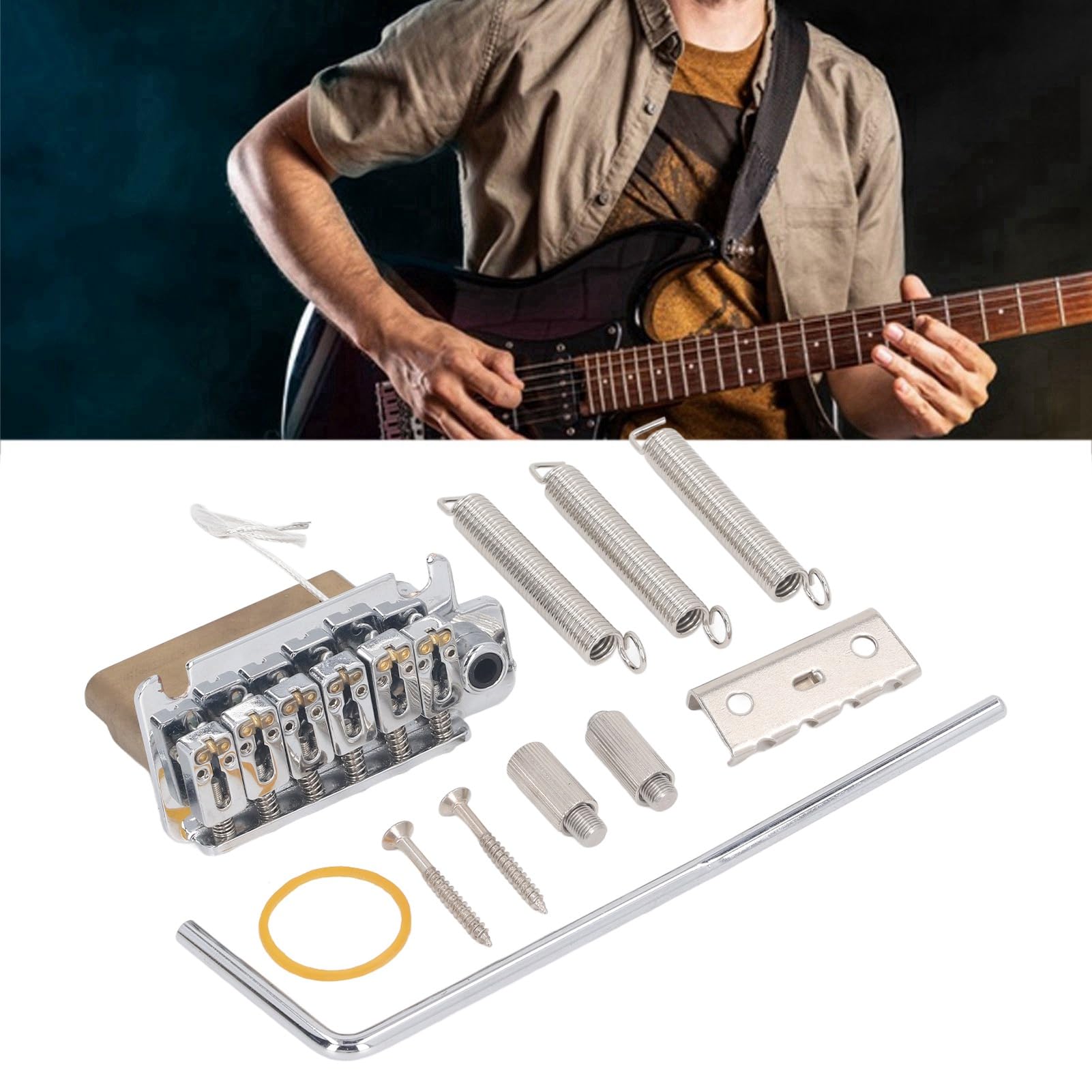 Fafeicy Akcesoria Gitarowe Mostek Tremolo Metalowy Mosiężny Blok 2-punktowa Gitara Elektryczna do Gitar