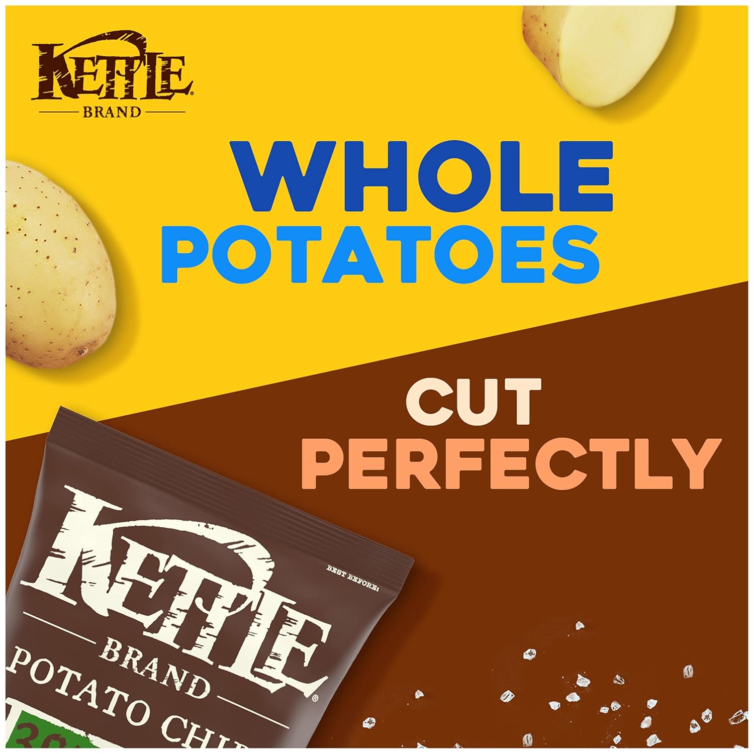 Kettle Brand Potato Chips, Less Fat Sea Salt Kettle Chips, 8 Oz
