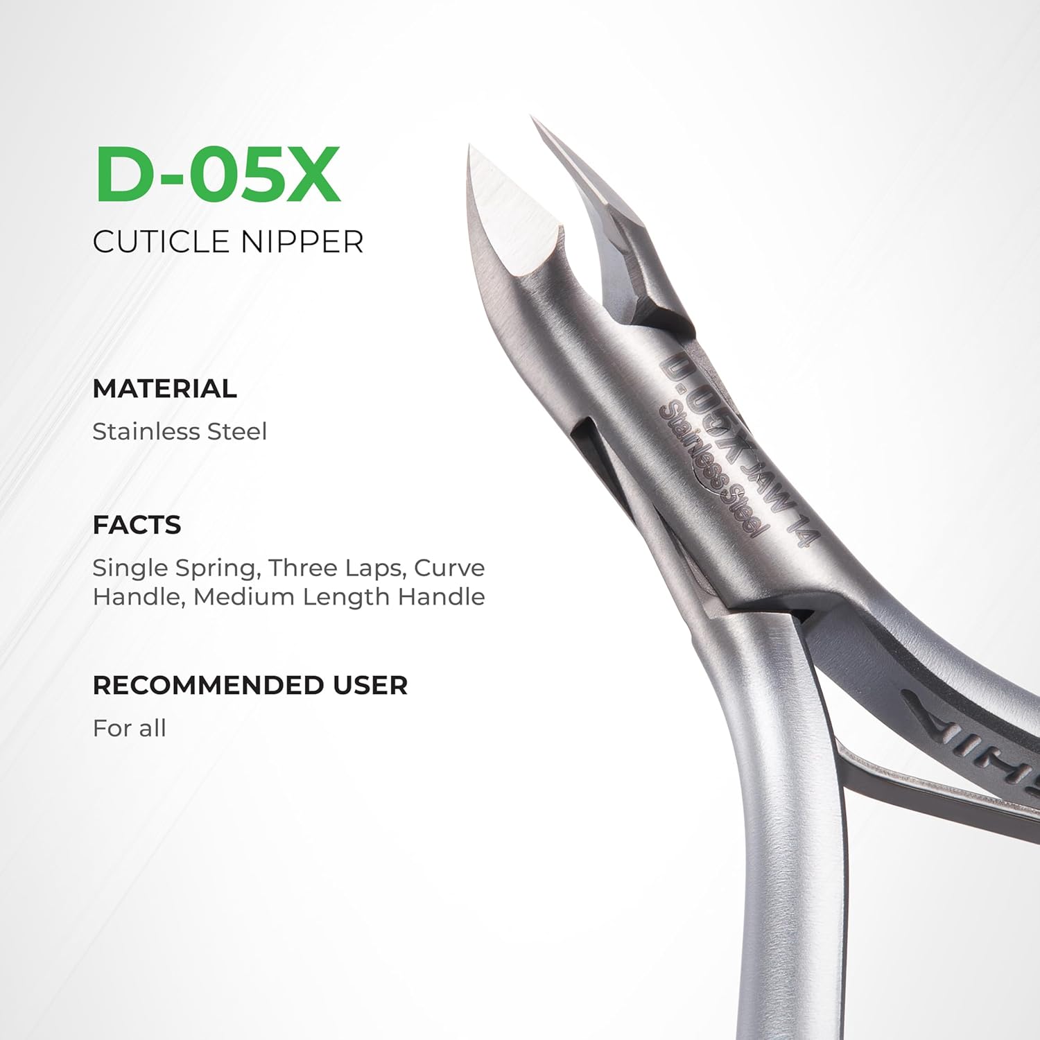 NGHIA Premium Cuticle Nipper - D-05X Jaw 16 (Stainless Steel) - Professional Nail Tools