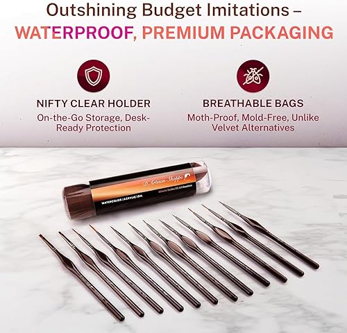 Miniatura 4 de Minute Serie XII juego de pinceles para detalles, 12 piezas, pinceles para miniatura, detalles finos y pintura de cuadros. Acrílico, acuarela, óleo