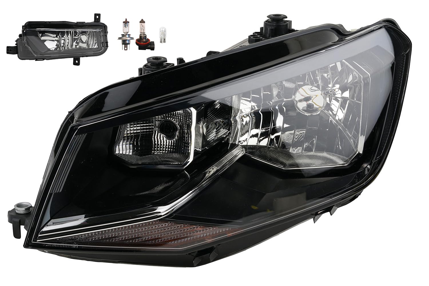 Johns, Faros delanteros halógenos aptos para VW Caddy IV SA 05/15 - H4 izquierda + faros antiniebla + bombilla