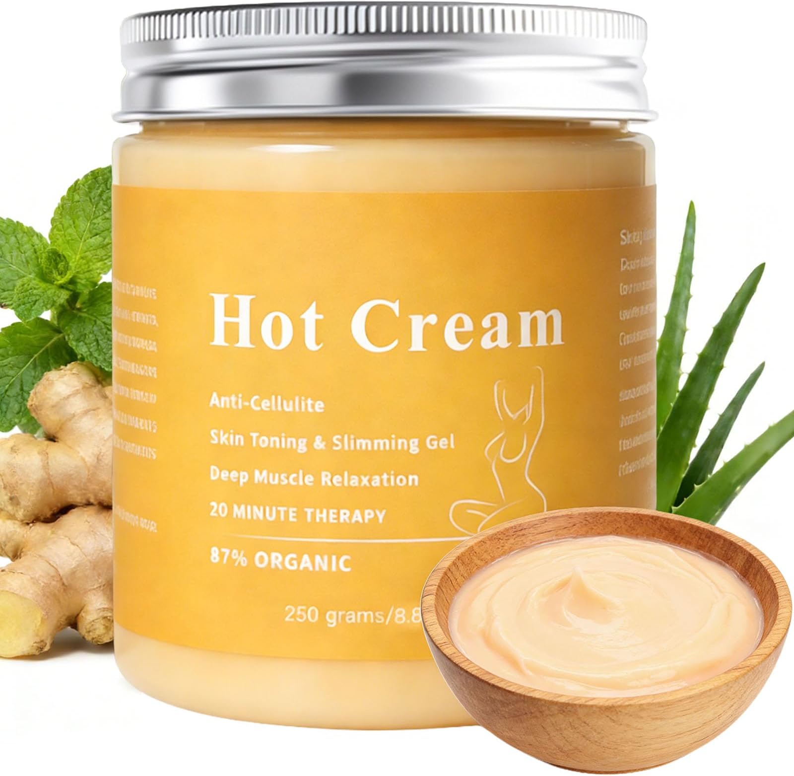 UNOISETION Hot Massage Cream - Natural Cellulite Cream Sweat Enhancer Deep Muscle Relaxation Body Cream for Sore Muscles, Belly, Thighs, Abdomen, Arms, Workout, 8.8 Ounce