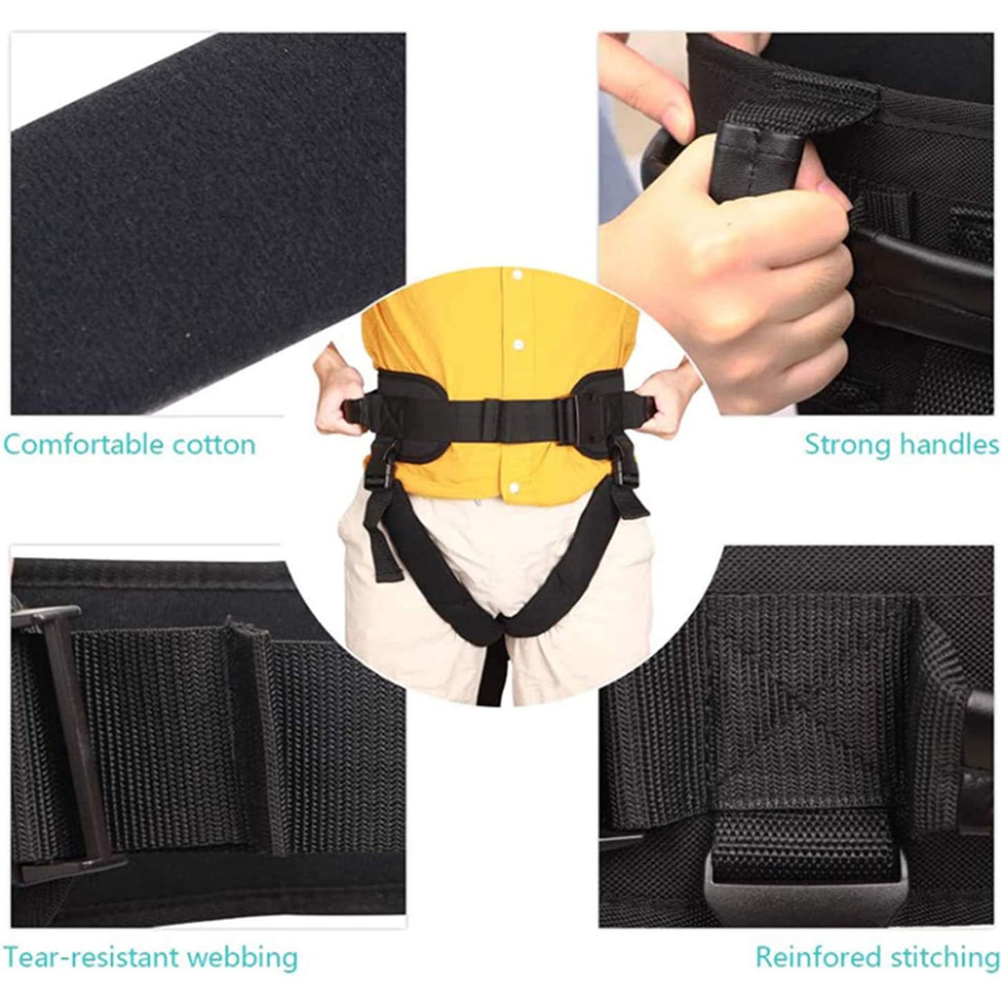 Cinturón De Transferencia De Pacientes,Cinturón De Seguridad con Perneras Y Manejas,Sujeción Silla De Ruedas,Eslinga para Personas Mayores Y Discapacitadas,Reutilizable,M