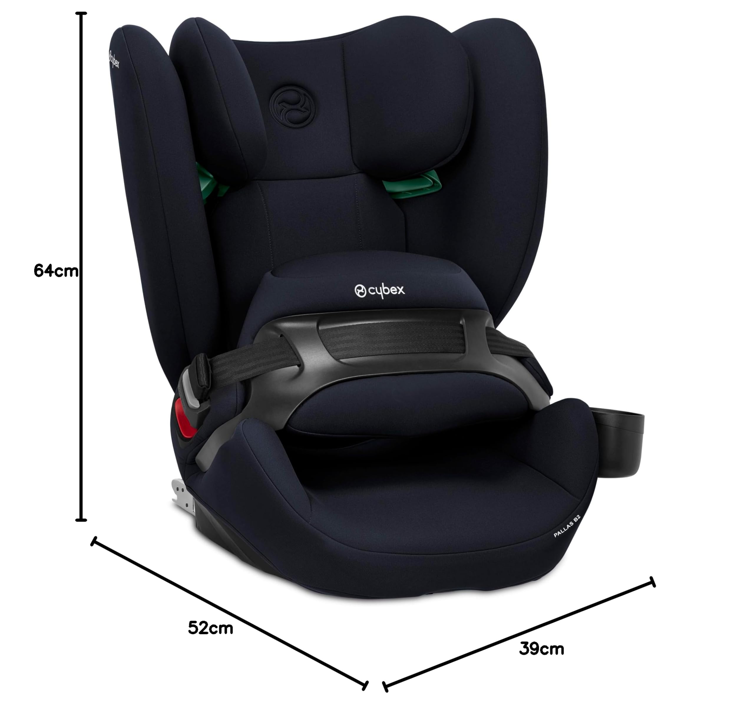 CYBEX Silver Dziecięcy fotelik samochodowy Pallas B2 i-Size, ISOFIX, Grupa 1/2/3 (9–50 kg), Od. 15 miesięcy do 12 lat, W zestawie uchwyt na napoje, Blue Moon
