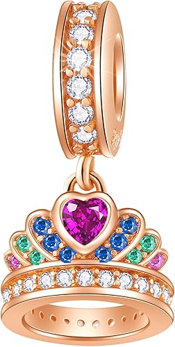 EMOSTAR Rose Gold Valentine's Day Charms fits European Bracelet, Boy and Girl in Love, I Love You Gesture, Stars Crescent Moon, Crown, Celtic Knot