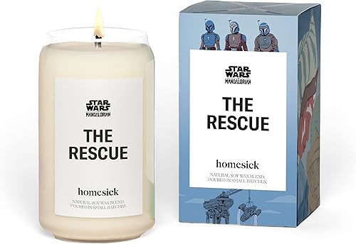 Homesick Vela perfumada prémium de Star Wars Mandalorian The Rescate, aromas de musgo marino, madera de guayaco, Hinoki, 13.75 onzas, 60-80 horas de
