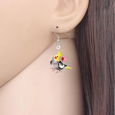 DUOWEI Cute Acrylic Parrot Earrings Macaws Dangle Jewelry for Women Summer Spring Accessories Hawaiian Gifts