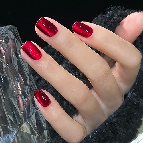 Miniatura 8 de Uñas postizas cortas ovaladas a presión, color gris ojo de gato, uñas postizas con brillantina negra brillante, almendra, uñas postizas con