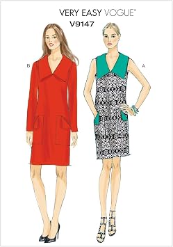 Vogue Patterns V9147 Misses Dress, A5 6-8-10-12-14