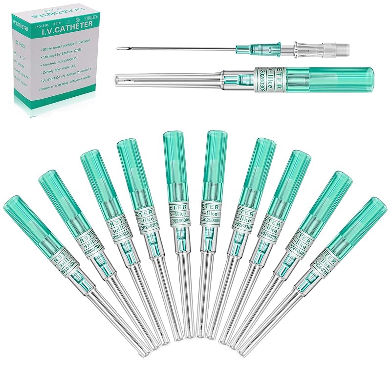 Agulhas para piercing com cateter LEEYUKA 18G, pacote com 10 unidades