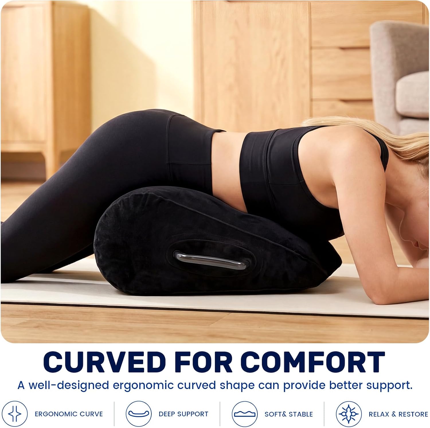 Inflatable Positioning Wedge Pillow, Soft Velvet Triangle Body Cushion for Ergonomic Neck and Back Support, Portable Lightweight Travel Companion with Dual Handles for Home Office