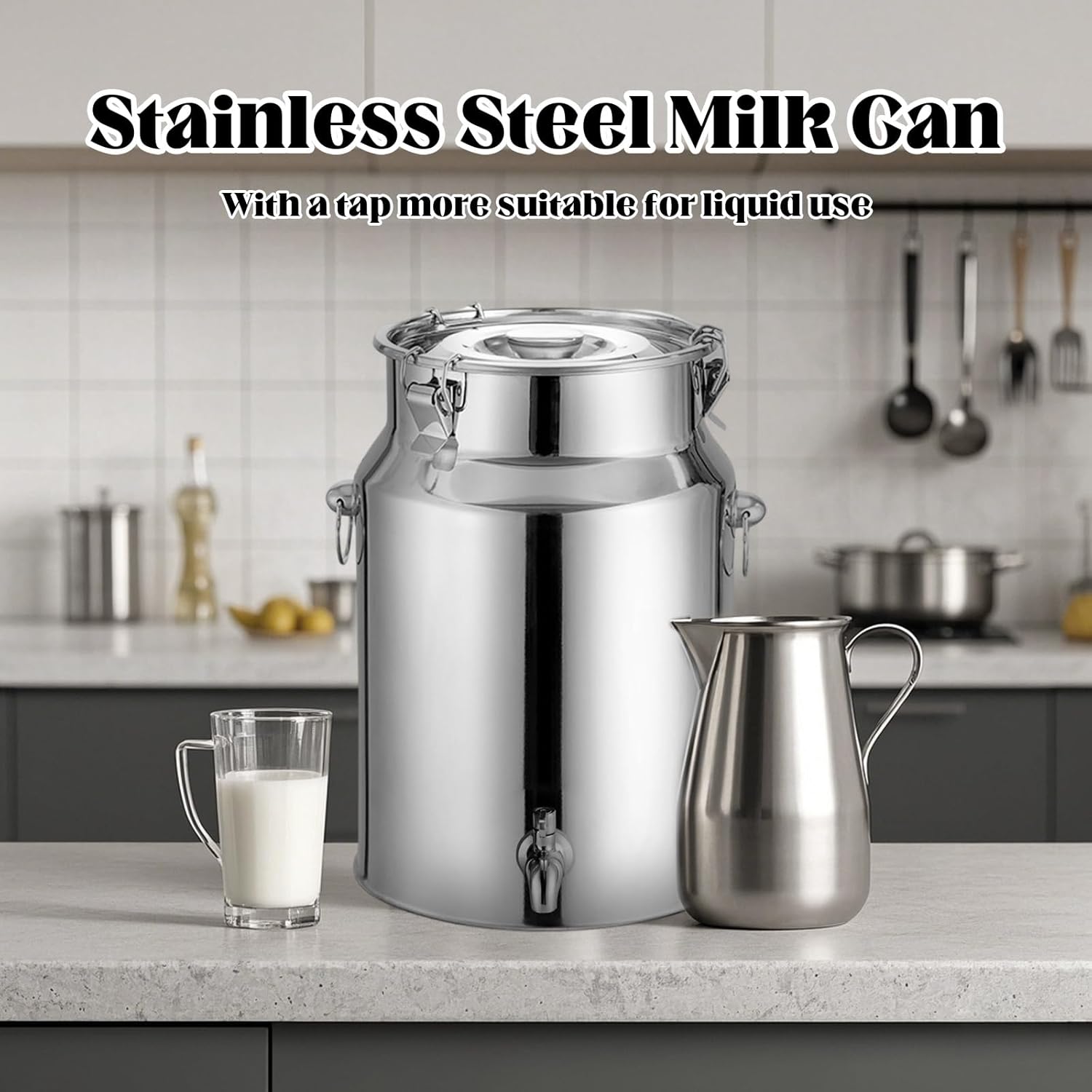 頑丈なミルクバケツ ワインバケツ ミルク缶収納バケツ 蓋と2つのハンドル付き キッチン レストラン パーティー用 18L,18L