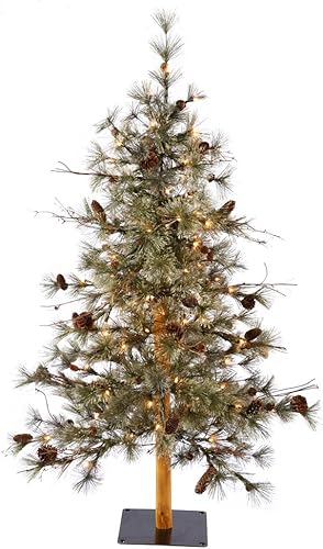 Vickerman Árbol de Navidad artificial Dakota Alpine de 7 pies, luces LED de luz dura blanca cálida, árbol de Navidad alpino sintético, decoración