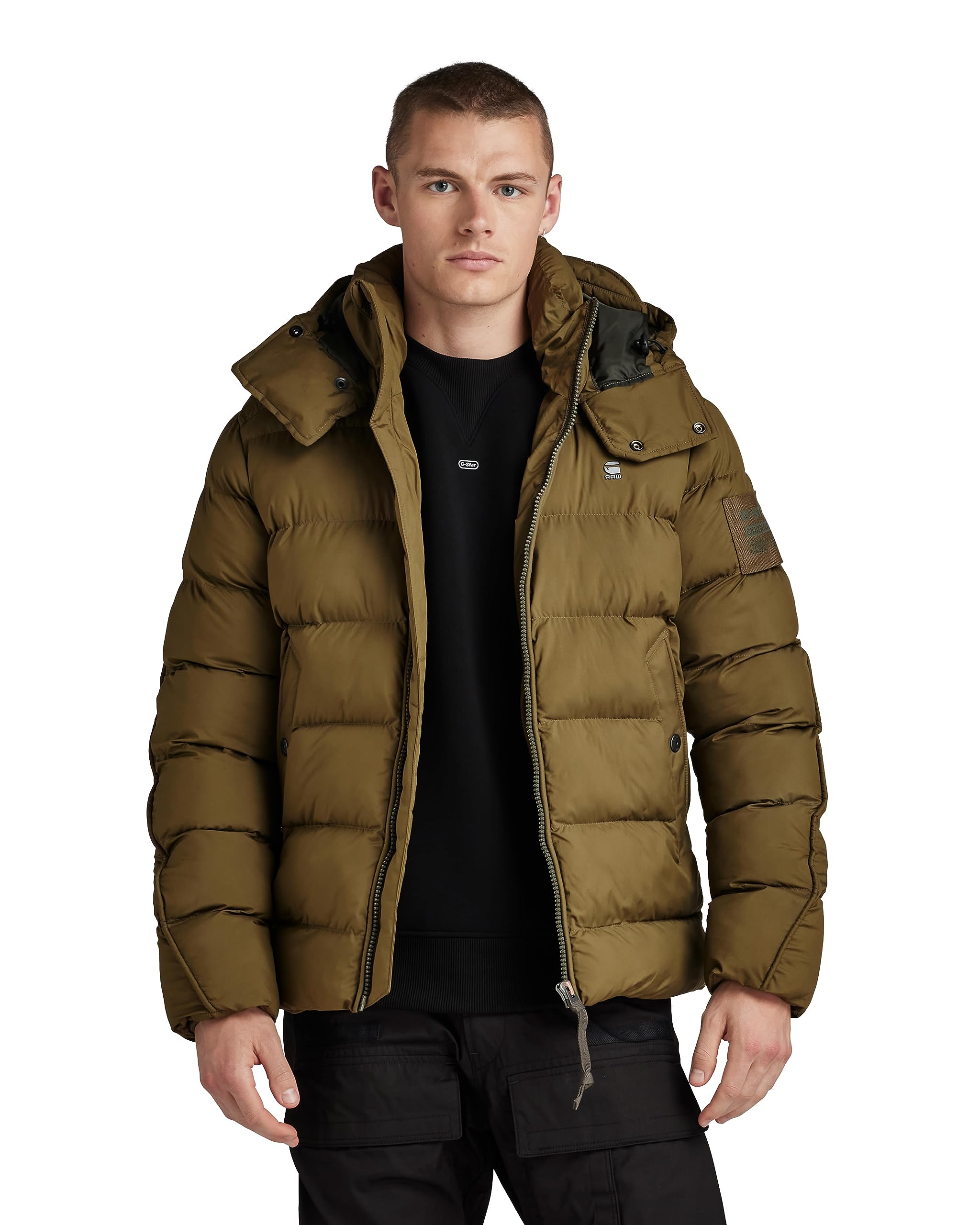 G-Star RAW Herren G-Whistler Padded Hooded Jacke, Grün (dark olive D20100-D199-C744), L