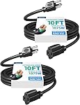 DEWENWILS Cord d'extension extérieur 25FT, Cordon d'alimentation imperméable pour les appareils d'intérieur extérieur, Noël, 14/3 SJTW, Noir, ETL Inscrit, paquet de 2
