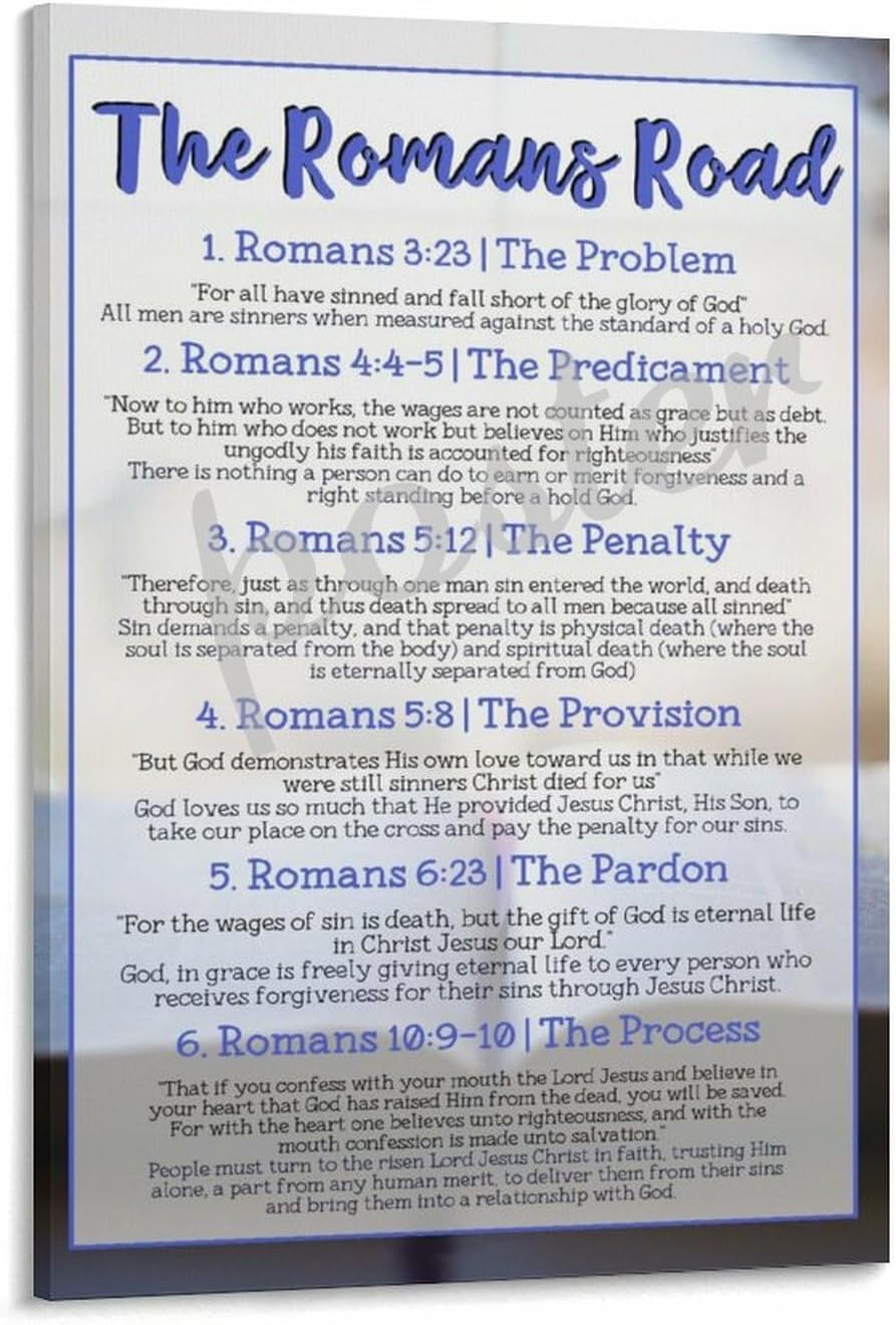 DGBEART Roman Road to Salvation Verses Poster Bible Verse