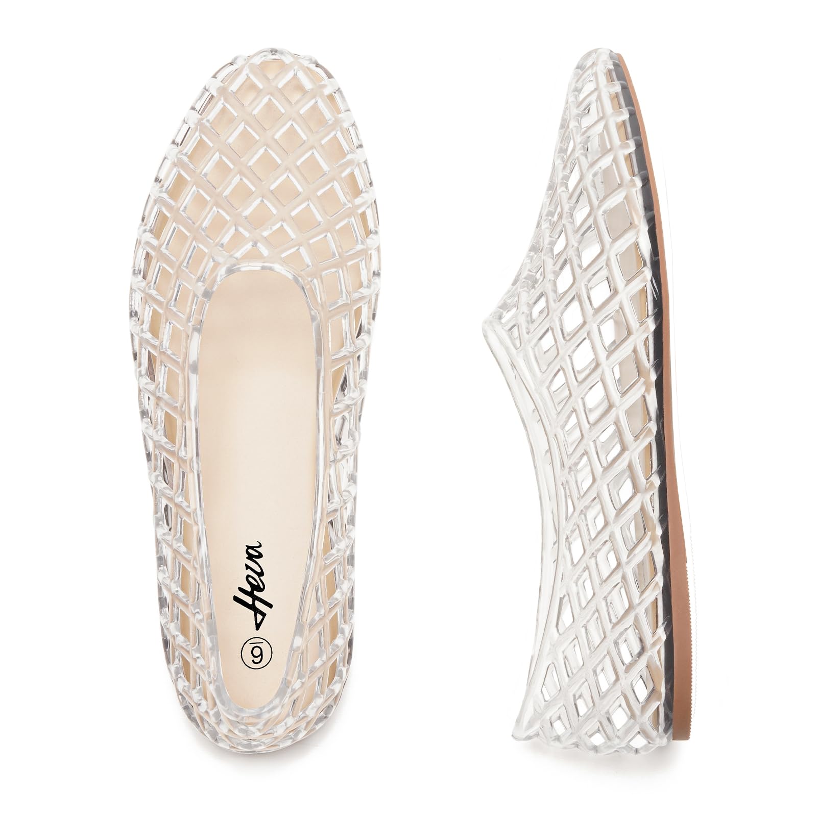 HEVA Jelly Mesh - Sandalias planas de malla transpirable para mujer, sandalias de ballet para verano, playa, jaleas