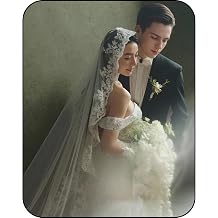 Bridal Veil Lace Flower Wedding Veil,1 Tier Cathedral Fingertip Length Veils with Metal Comb