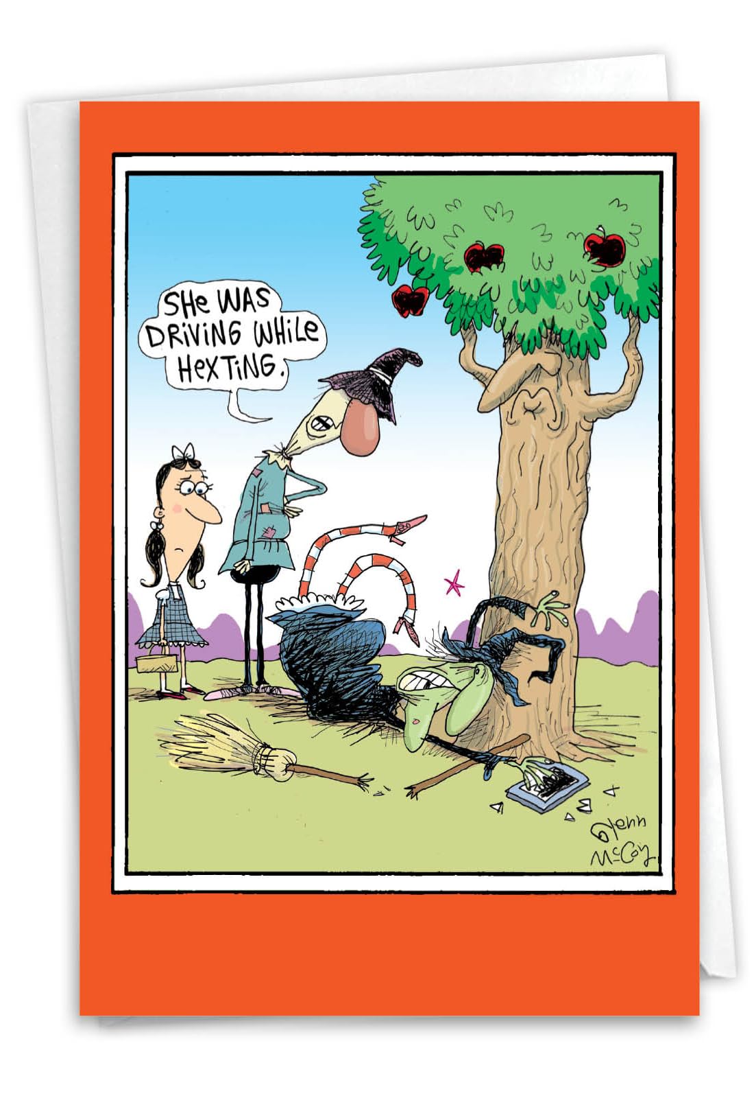 NobleWorks 1846 Driving While Hexing Hilarious Halloween Greeting Card with Envelope