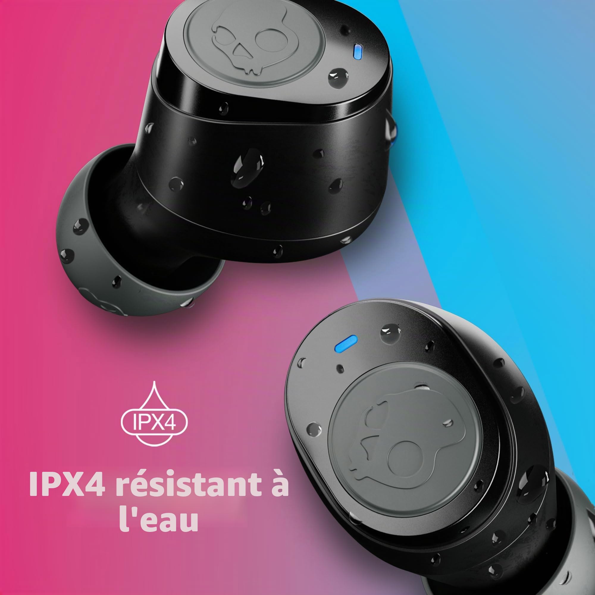 Skullcandy Jib True 2 Écouteurs Intra-Auriculaires sans Fil, Autonomie 32 h, Microphone, Compatibles iPhone + Android + Appareils Bluetooth - Noir