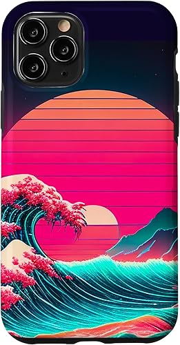 Miniatura 28 de Funda retro para iPhone 12 Mini vaporwave Synthwave Ocean Japanese 80s estilo vintage retro