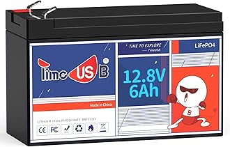 Timeusb 12V 6Ah LiFePO4 Lithium Battery, Deep 2000+ Rechargeable Cycle, Low Self-Discharge and Light Weight, Perfect for Kid Camper, Lights and Solar System Application