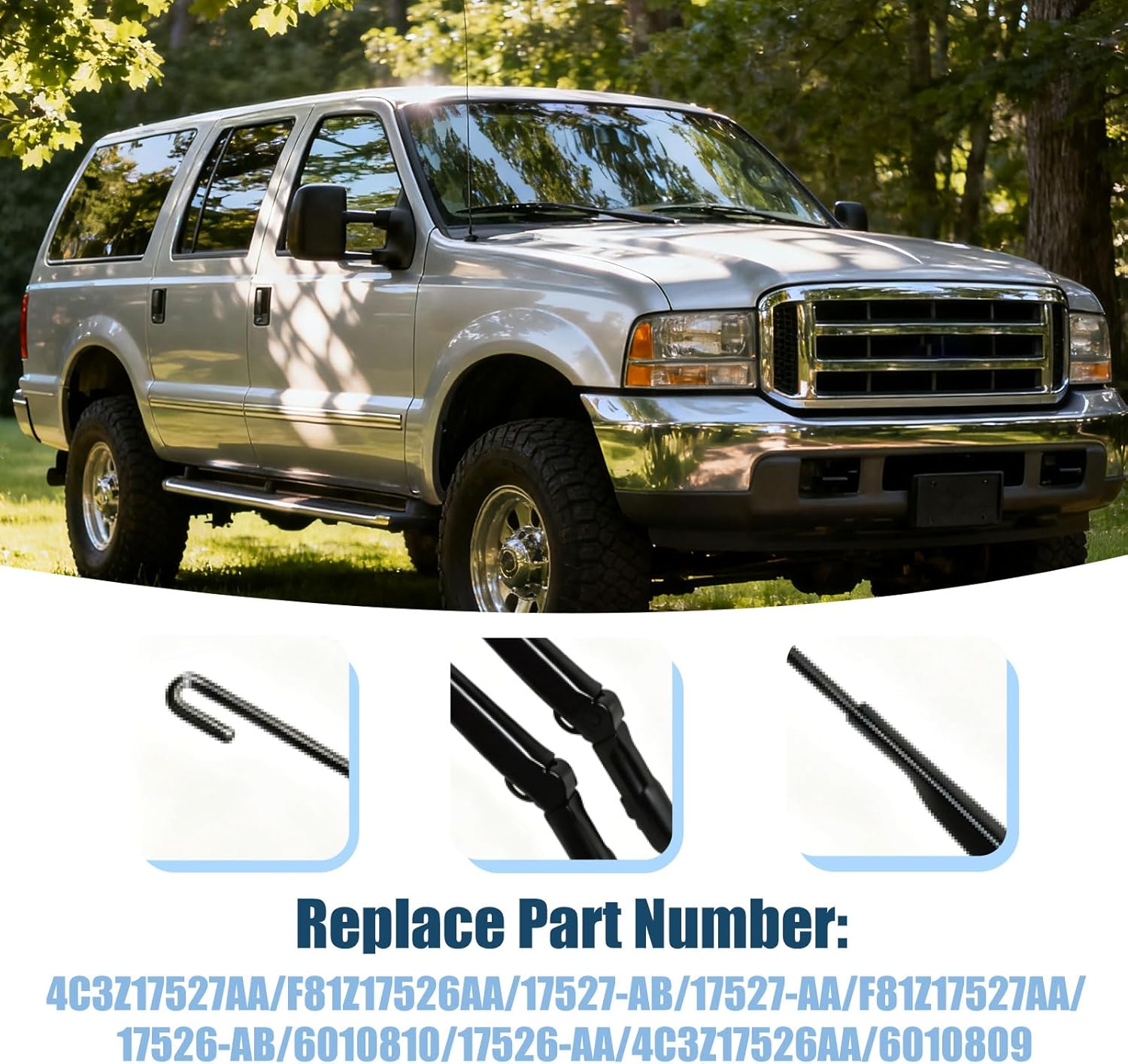 F81Z17527AA F81Z17526AAFront Windshield Wiper Arm Replacement Kit Compatible With F250 F350 F450 Superduty 1999-2007 For Excursion 2000-2005 Right Left Side Replaces 42647 42648