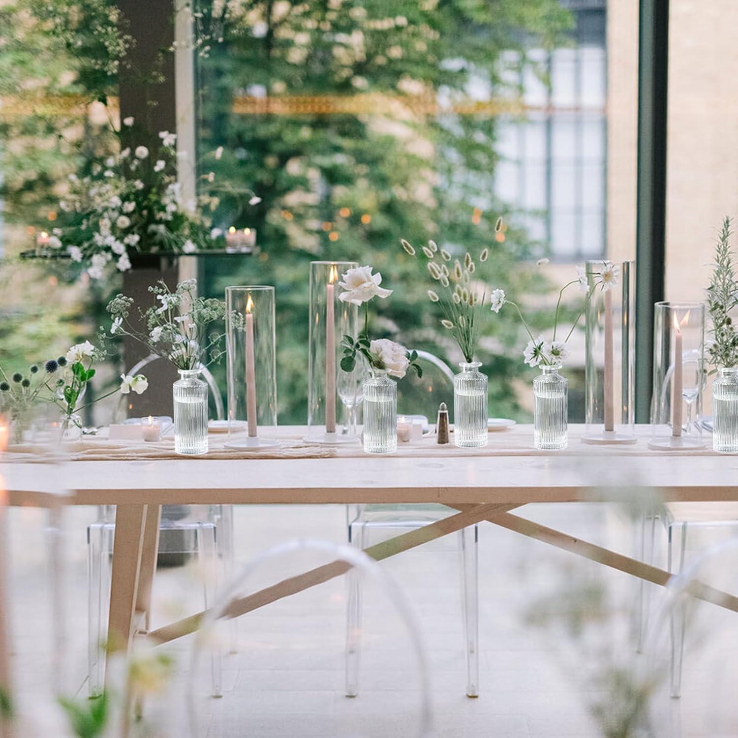 Glass Bud Vases Set of 20, Living Bud Vases, Small Bud Vase in Bulk, Mini Flowers Vases for Centerpiece, Vintage Decorative Vase Set for Table Decorations, Wedding Reception, Home Decor (Clear) - Image 5