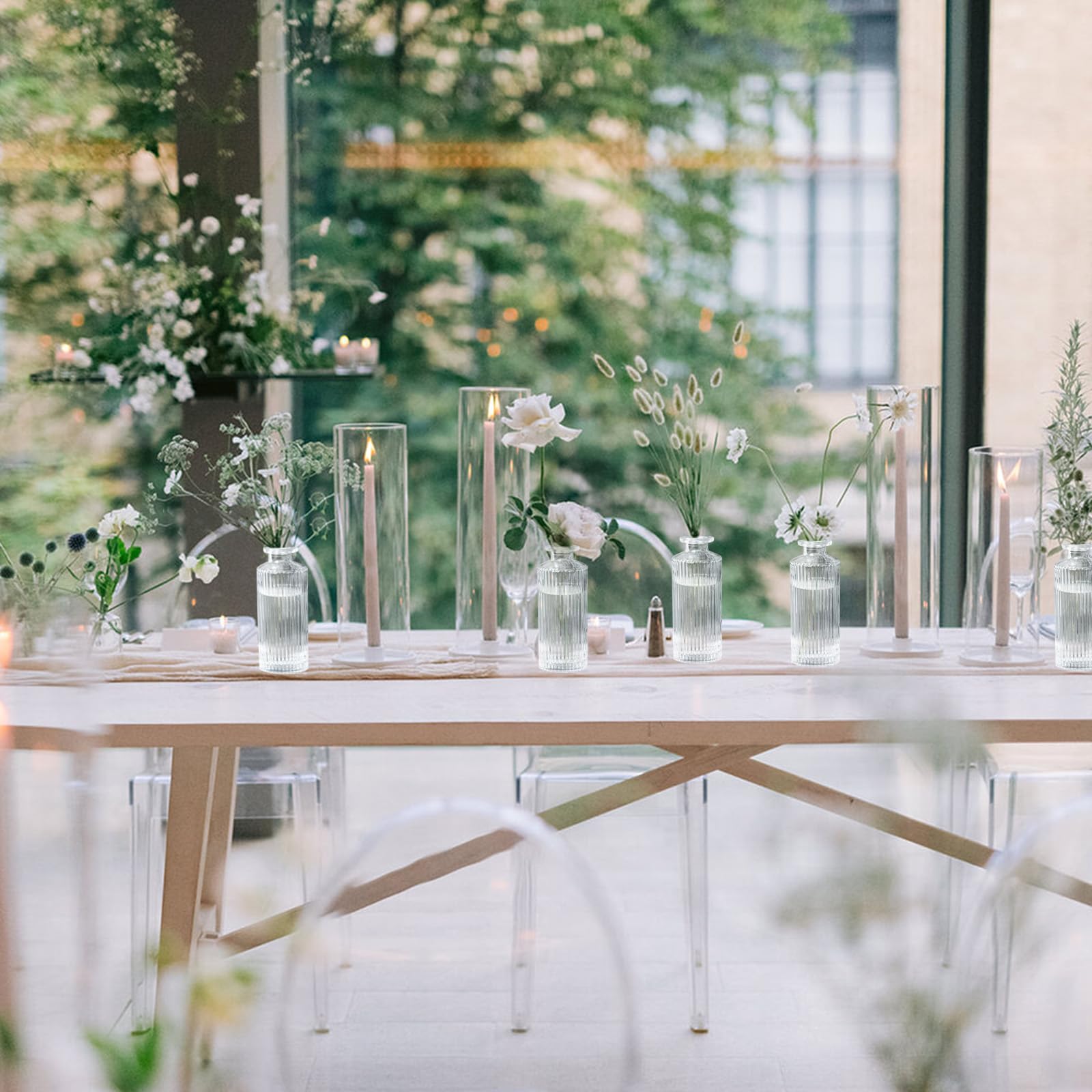 Juego de 40 jarrones de cristal, pequeños jarrones a granel, jarrón de flores para decoración de mesa de centro de mesa de boda, regalo de inauguración de la casa, Navidad, decoración del hogar