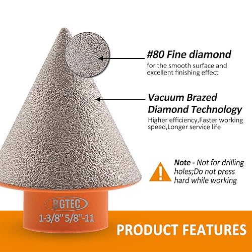 Miniatura 5 de BGTEC - Broca biseladora de diamante de 2 pulgadas (1.969 in) para agujeros existentes, ampliación, modelado, azulejos, mármol, granito y cerámica,