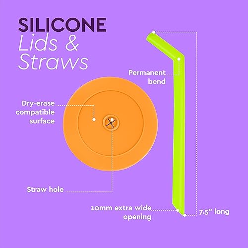 Miniatura 6 de IMPRESA Paquete de 4 popotes de silicona y tapa reutilizable para Ninja Creami NC300, NC301 y NC299AMZ - Pajitas reutilizables gruesas y tapas de