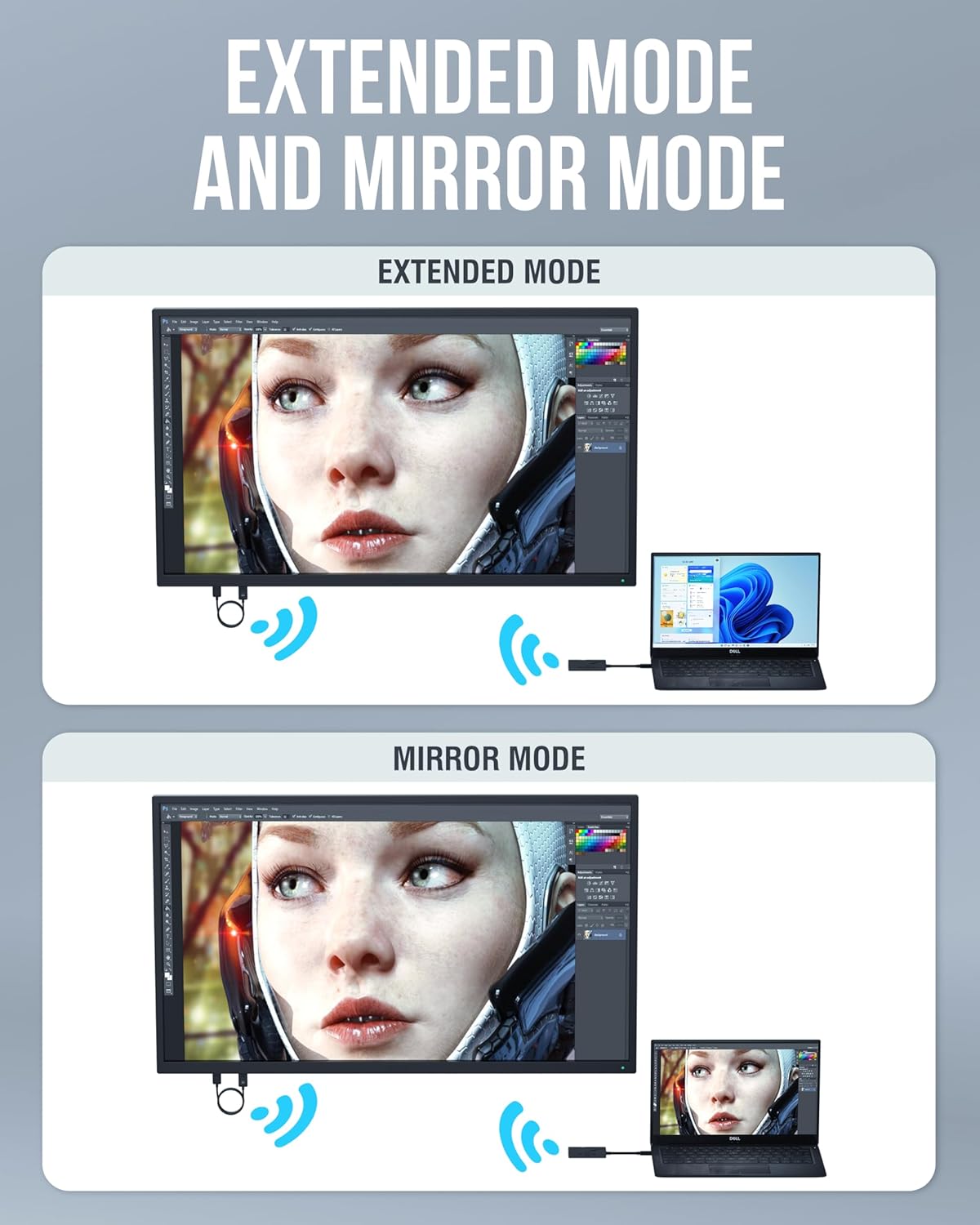 SABRENT Wireless HDMI USB C Screen Mirroring Kit, 1080p 60Hz Transmitter & Receiver, Plug and Play USB C to HDMI Adapter for Laptop Phone Tablet TV Projector (DA-TCHR)