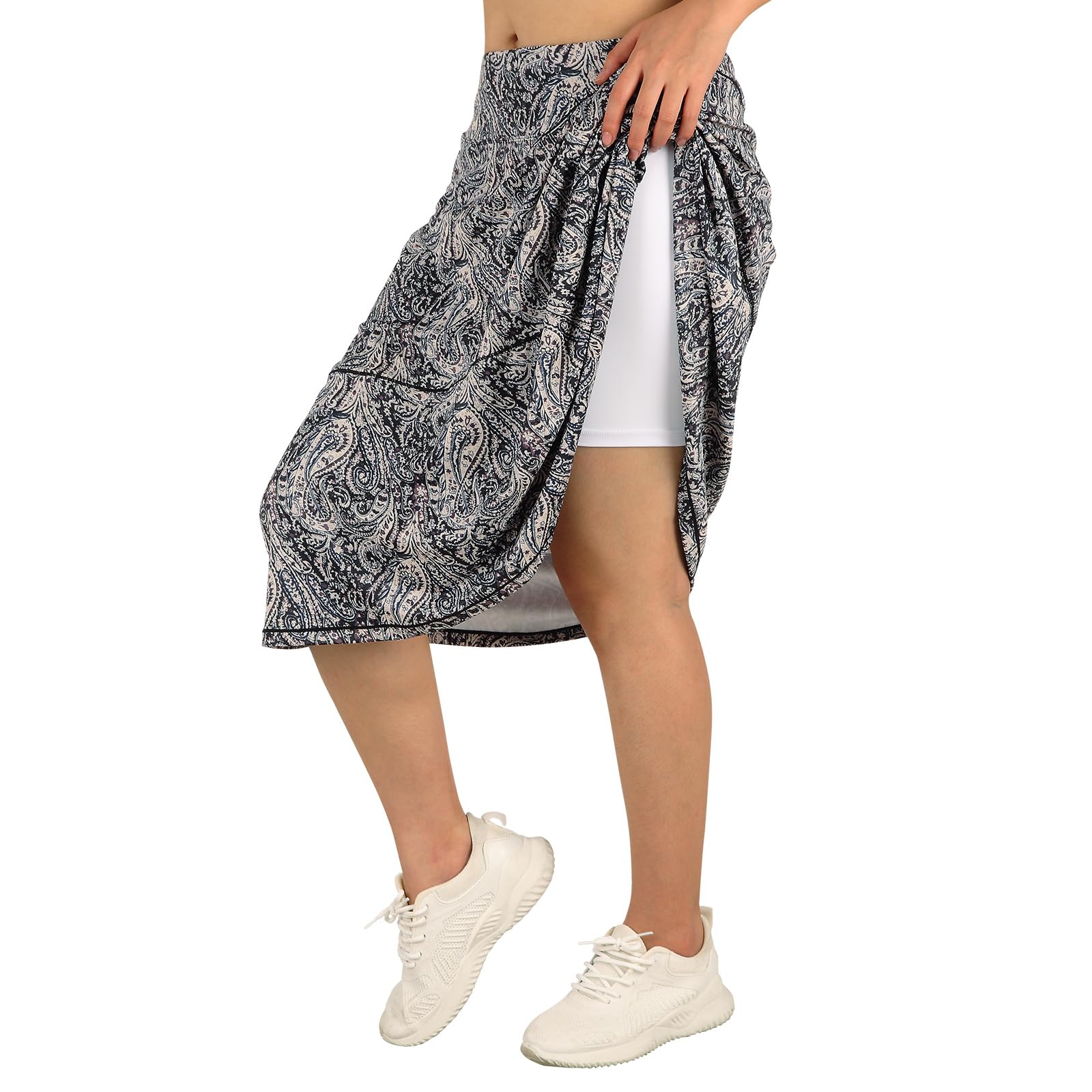 Beroy Women's Plus Size Skorts - Knee-Length Athletic Skirts With Built-In Shorts & Pockets | For Running, Golf, Tennis, Hiking