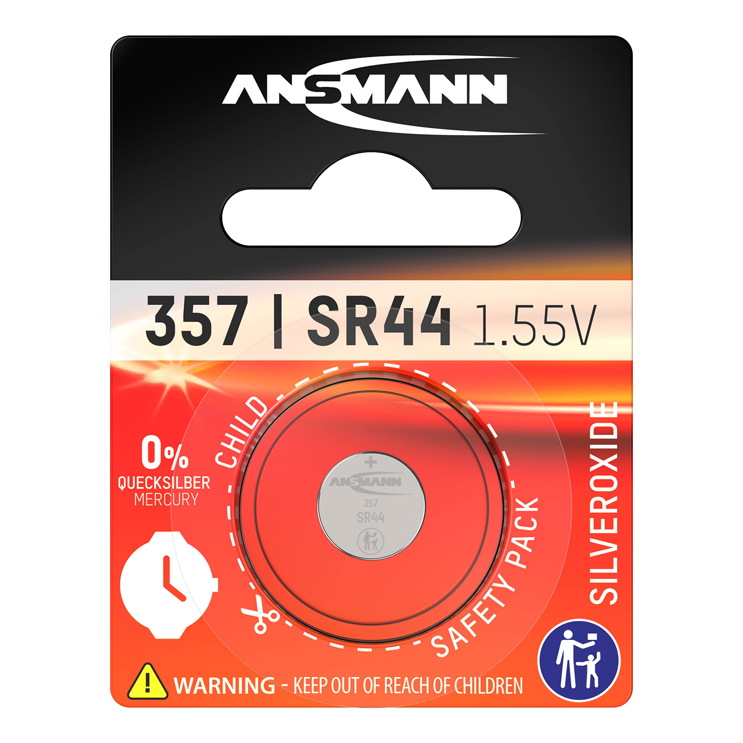 ANSMANN Silberoxid-Knopfzelle SR 44/357 – 1,5 V