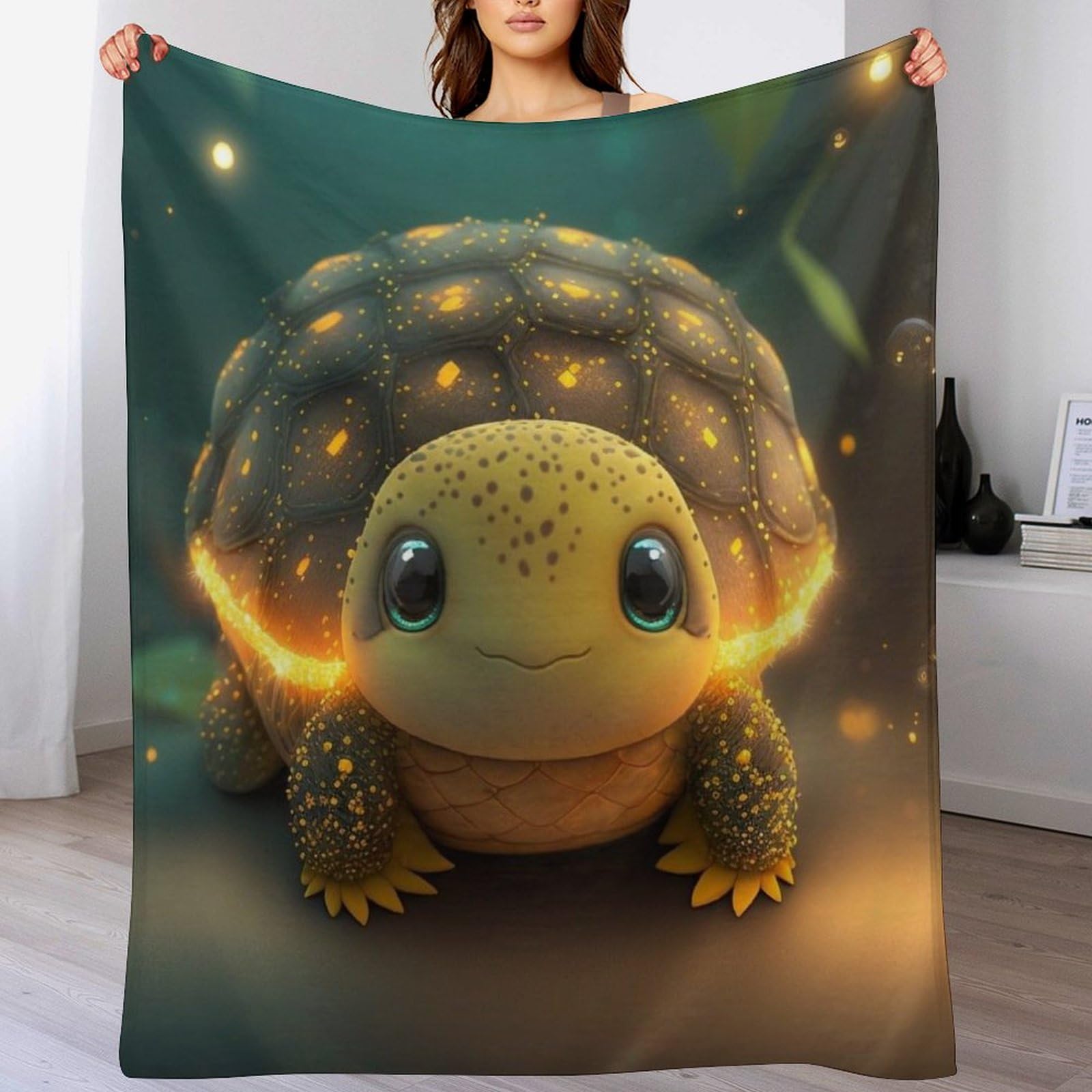Couverture motif tortue flanelle légère couvre-lit 140x180 et plaid canapé doux