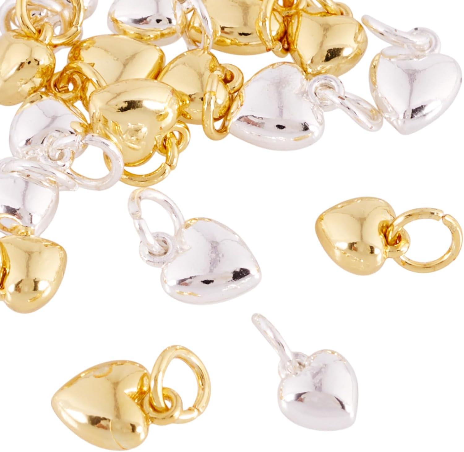 Craftdady 20 pcs Alloy Heart Charms for Jewelry Making Golden Silver Love Heart Shape Dangle Pendants for Mother's Day DIY Earrings Necklace Bracelet Crafts Jewelry Making - Image 7