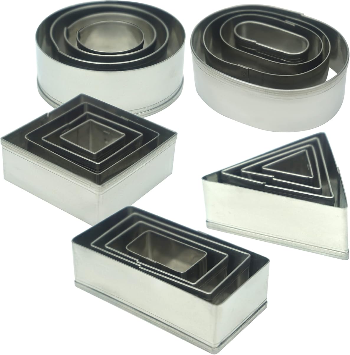 20 Pcs MINI Geometric Metal Cookie Cutters Set Fun Stainless Steel Biscuit Molds (Rectangular, Oval, Round, Square, Triangle) for Kitchen, Baking&Decorative Food, Kids, Christmas Holiday Party | Fun Molds(Rectangular, Oval, Round, Square, Triangle) for Kitchen, Baking&Decorative Food, Kids, Christmas Holiday Party