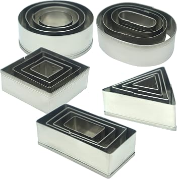 20 Pcs MINI Geometric Metal Cookie Cutters Set Fun Stainless Steel Biscuit Molds Rectangular, Oval, Round, Square, Triangle for Kitchen, Baking&Decorative Food, Kids, Christmas Holiday Party